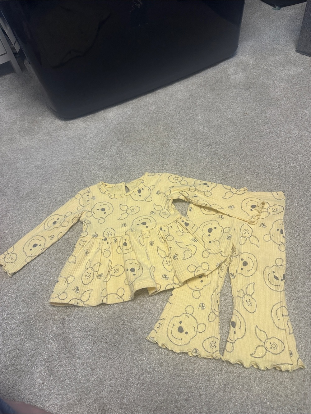 Yellow Winnie the Pooh Kids Set - Long Sleeve Top & Flared Pants